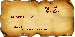 Nuszpl Elek névjegykártya